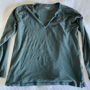Madewell cotton split-neck long sleeve